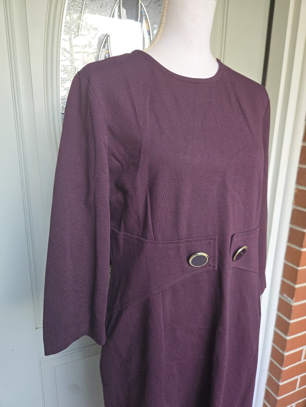 Jane Sadie Pencil Dress Damson - Picture 3 of 8